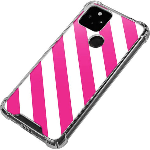 Pink and White Geometric Stripes Google Pixel 5 Clear Case